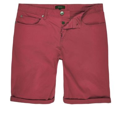 Red slim fit shorts